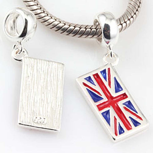 UK Flag Charm 925 Sterling Silver Symol of England Pandant Country Charm for Bracelet...