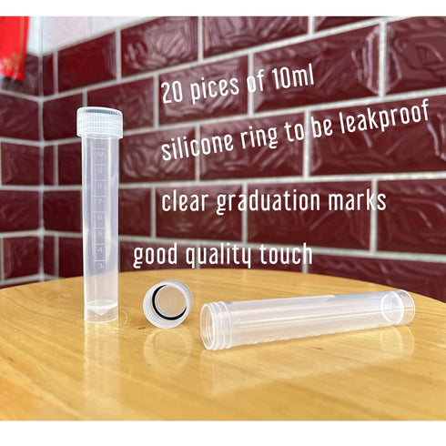 20 Piece 10 ml Self Standing Leakproof Graduated Cryovials with Plastic Screw Top Vials, Needle Storage Container, Centrifuge Tubes Laboratory Tes...