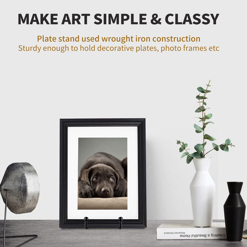Livelab Plate Stands for Display, 3 Pack 4.5 Inch Picture Stand Black Iron Easel Decorative Plate Holder Display Stand, Metal Photo Frame Stand fo...