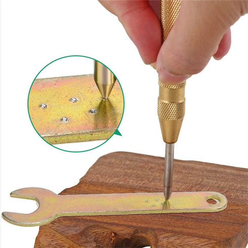 2 Pack Automatic Center Punch, Pamiso 5.1 Inch Spring Loaded Drill Punch Tool,Brass Window Spring Punch Tool, Fixed Point & Car Window Glasses Bre...