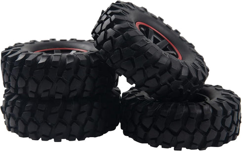 6-Spoke 1.9" Rubber Tires 108mm Wheels & 12mm Hex Hub Wheel Rims Compatible with 1/10 Axial D90 SCX10 CC01 TF2 RC Off-Road Climbing Crawler Car...