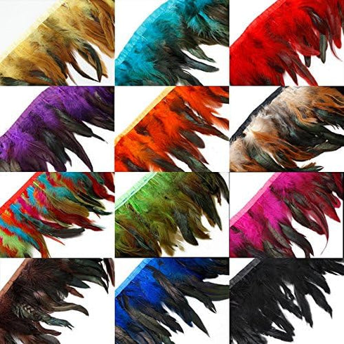 Sowder Rooster Hackle Feather Fringe Trim 5-7" in Width Pack of 5 Yards(Purple)...