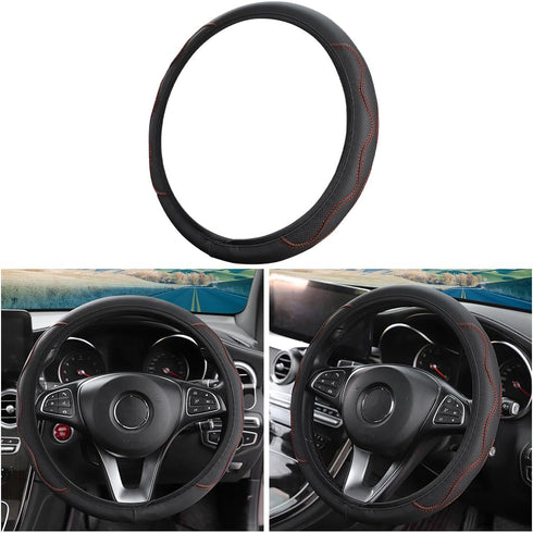 Moly Magnolia Car Steering Wheel Cover, Universal 15 inch Anti-Slip Steering Wheel Cover Trim, Breathable Microfiber Leather Auto Soft Handle Prot...