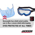 Jackson Safety GPL500 Safety Goggles with Flip Up/Detachable Blue Face Shield - Eye Protection Goggles Over Glasses for Men & Women - Anti-Fog, Cl...