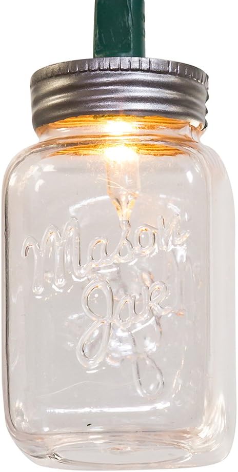 Kurt Adler UL 10-Light Clear Mason Jar Light Set...