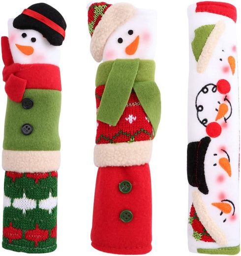 OurWarm Christmas Refrigerator Handle Covers Set of 3, Christmas Kitchen Decor Snowman Fridge Handle Cover Appliance Handle Covers for Christmas Decorations