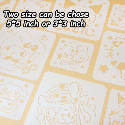 16 Pcs Drawing Stencil kit, Reusble Plastic Stencil for Painting, Paint Stencils with Kawaii Anime Shapes (3 * 3 in)...