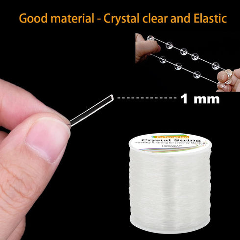 EuTengHao 1mm Crystal Elastic String for Bracelets, 150m/492ft Clear Stretchy Cord for Jewelry Making, Beading String With Bead Stretch...