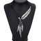 Women Girls Antique Vintage Time Necklace Sweater Chain Pendant Feather Pendant Necklace Silver...