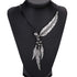 Women Girls Antique Vintage Time Necklace Sweater Chain Pendant Feather Pendant Necklace Silver...