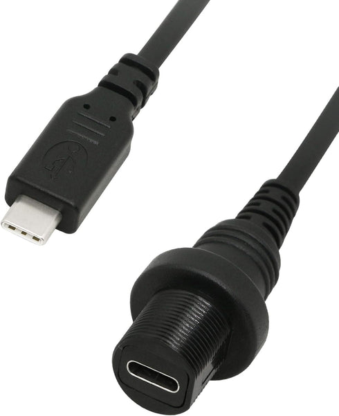 CERRXIAN 30cm USB Type C 2.0 Car Mount Dash Flush Waterproof Extension Cable for Car, Boat, Motorcycle, Truck Dashboard (USB-C)...