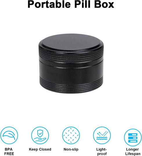 Small Pill Case Metal Pill Box - Single Waterproof Pill Container for Pocket & Purse, Travel Medicine Organizer, Portable Daily Round Pillbox Hold...