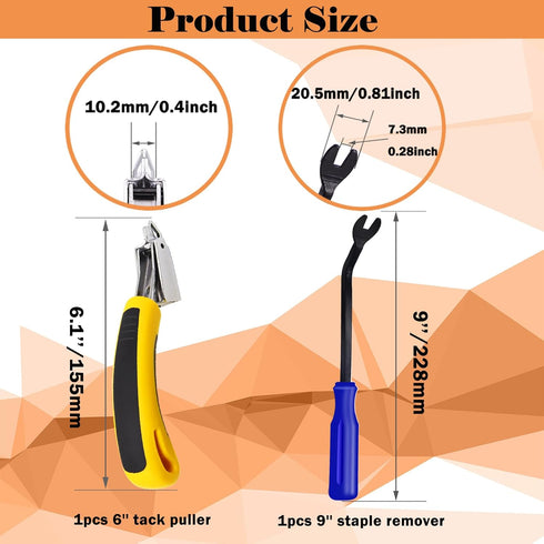 2Pcs Heavy Duty Upholstery and Construction Staple Remover with Upholstery and Construction Staple Puller Tack Puller Tool, for Furniture, Floor,P...