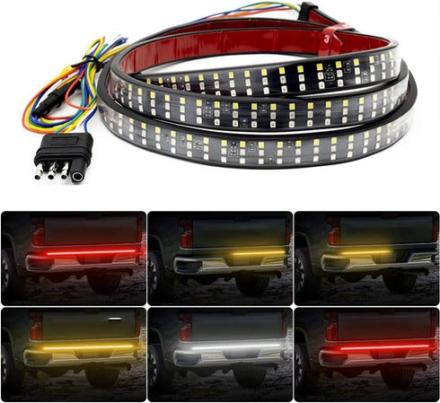 48 Inch Tailgate Light Bar Triple Row Tail Light Bar for Pickup Trailer SUV RV Van Full Function No Drill Install (48 inch)...