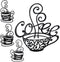 gifthub 4 Pieces of Coffee Logo Metal Wall Decoration, Metal Wall Decoration Art Coffee Shop Kitchen Black Coffee Cup Decoration Letter Iron Handi...