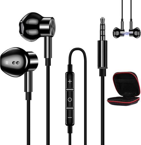 COOYA Wired Earbuds for Galaxy A12 Google Pixel 5a 4a 3a Magnetic in-Ear 3.5mm Headphones with Microphone Noise Isolation Audio Wired Earphones fo...