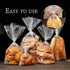 200pcs Cellophane Bags, 15x20 CM/5.9x7.9 Inches Plastic Gift Candy Bags Transparent Cookie Bags with Metallic Ribbon for Bread Biscuits Children's...