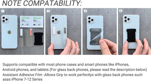 Phone Loop Finger Holder,Cell Phone Finger Grip Strap Holder for Hand, Ultra Thin Anti-Slip Cell Phone Grips Band Holder for Back of Phone Compati...