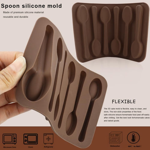 2 Pack Spoon Shaped Chocolate Molds 6 Cavities Silicone Spoon Mold Candy Making Molds DIY Specialty Bakeware Candy Cane Spoons Mold Handmade Choco...