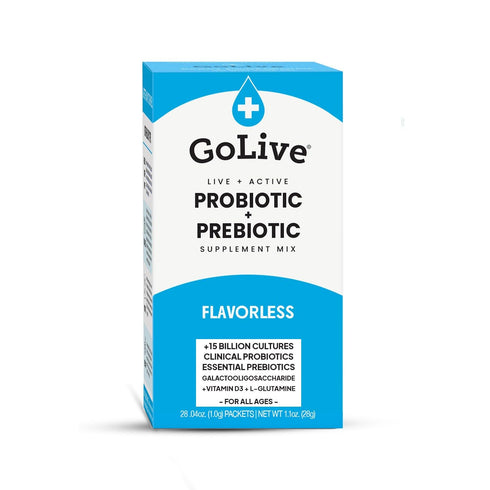 GoLIVE PROBIOTIC + PREBIOTIC SYNBIOTIC POWDER BLEND, Flavorless/Sugarless,for Women, Men & Kids For Better Gut Health,Digestion,Metabolism,Immunit...