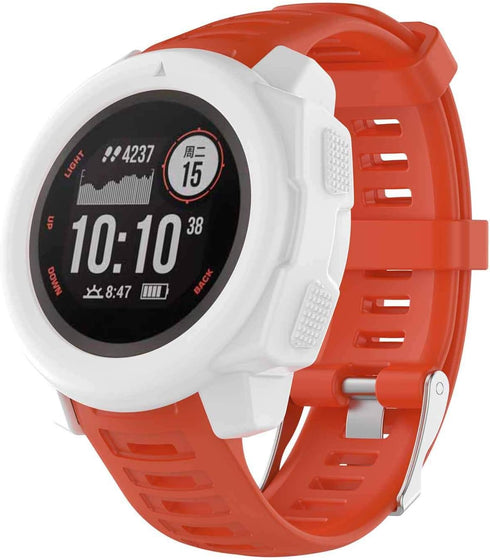SplenSun Compatible Silicone Protective Cover Cases Anti-Scratch Bezel Protector Replacement for Garmin Instinct,Instinct Solar Smartwatch (White&...