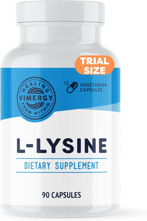 Vimergy L-Lysine 500MG Capsules, Trial Size - 90 Servings – Essential Amino Acid – Supports Immune System, Healthy Skin, Muscles, Bone & Tissue – ...
