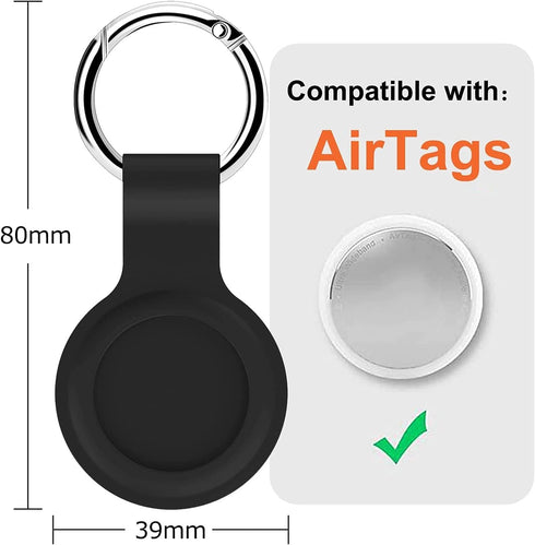 AirTag Keyring Silicone Case with Hook for Apple Air Tag GPS Tracker Bluetooth. Safety; Keys, Bags, Luggage, Bikes, Dog Cat Collar Anti- Lost Anti...