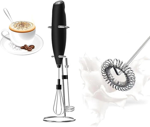 Milk Frother Handheld Battery supply strike Maker for Lattes, Electric Drink Mixer with 2 Whisks for Bulletproof Coffee, Mini Foamer for Cappuccin...