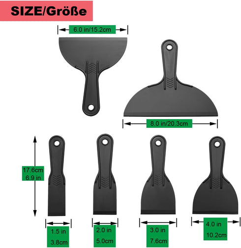 6 Pack Putty Knife, Flexible Plastic Paint Scraper Tool for Spackling,Plastic Putty Knife, Putty Knife Set, Plastic Spreader, Spackle Tool, Plasti...