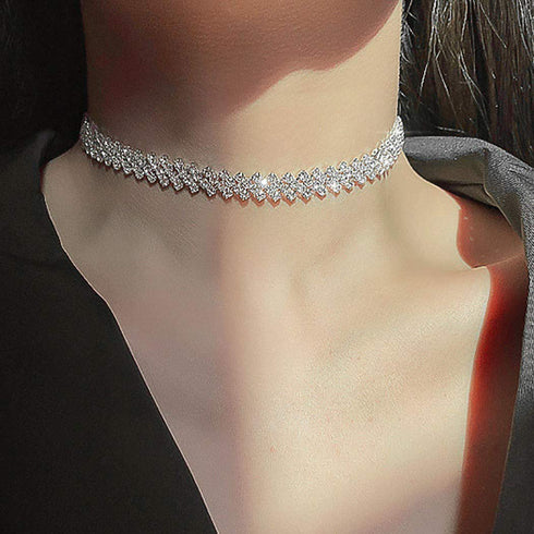 Rhinestone Chokers Silver Choker NecklaceCrystal Necklaces Sparkly Neck Jewelry Prom Accessories for Women and Girls...