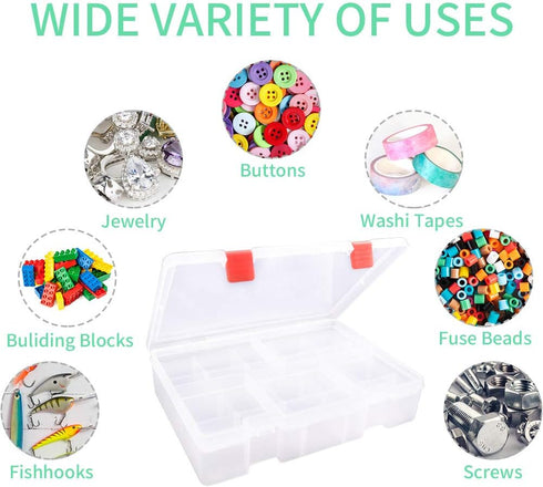 Plastic Organizer Container with Adjustable Dividers,Plastic Storage Box with 18 Removable Grids,Jewelry Organizer Compartments for Cosmetics Craf...