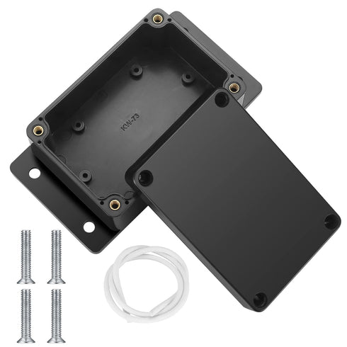 Electronic Project Box, 2pcs IP65 Waterproof Junction Box, ABS Plastic Black Electrical Boxes, Electric Project Case Enclosure Box with Fixed Ear ...