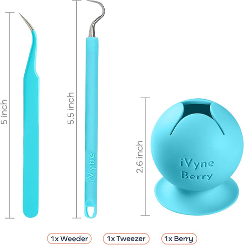 iVyne Berry and Silicone Weeding Tools - Suction Vinyl Weeder, Craft Tweezer, Scrap Collector Holder, Storage for Cricut, Silhouette Accessories -...