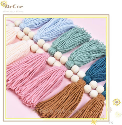 DrCor Boho Rainbow Tassel Garland – Handmade Cotton Yarn Wall Hanging in Earthy Tones for Classroom, Nursery, Kids Room, Baby Shower, Birthday, or...