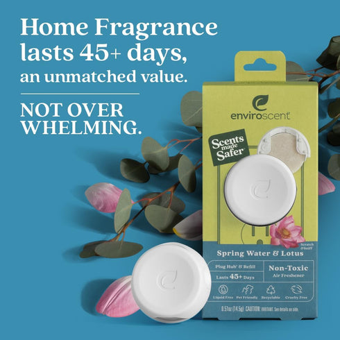 Enviroscent Non Toxic Air Freshener (Spring Water & Lotus) Plug-in Air Freshener for Home | Essential Oil Plug In | Home Fragrance Last 45+ Days |...
