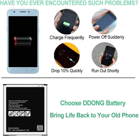 DDONG for Samsung Galaxy J7 Replacement Battery, EB-BJ700CBE Battery for Galaxy J7 J700T J700T1 SM-J700T1 SM-J700P EB-BJ700BBC EB-BJ700BBU...