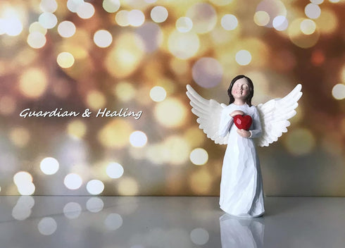 Guardian & Healing Angel Solid Resin Figurine,Red Heart Girl with Wings,Hand-Painted Home Decor Statue, Figurines for House Warming, Birthday Frie...