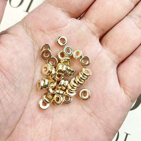 1200 Pieces 6mm Gold Disc Rondelle Spacer Beads for Bracelet Necklace DIY Crafts...