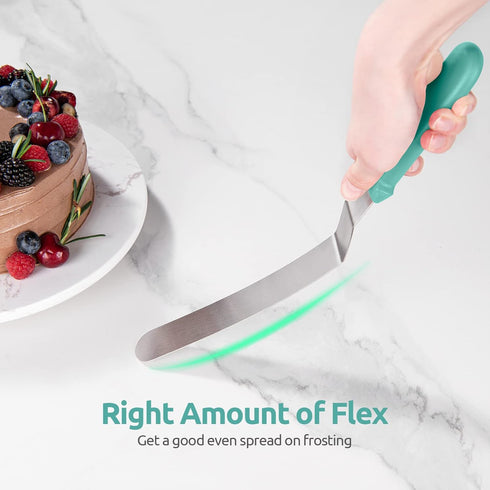 Icing Spatula, U-Taste Offset Spatula Set with 6", 8", 10" Blade, 18/0 Stainless Steel with PP Plastic Handle Angled Cake Decorating Frosting Spat...