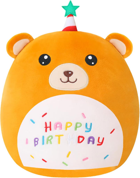 SQEQE Bear Plushie Birthday Bear Stuffed Animal Creative Bear Plush Pillow Birthday Party Home Room Decoration Doll Gift for Kids(Bear,10 Inch)...
