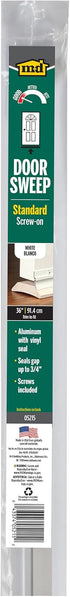 36 Inch Triple Fin Vinyl Door Sweep, White Finish – MD Building Products 05215...