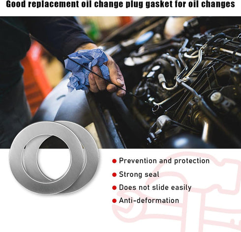 50 Pcs Oil Drain Plug Gaskets, Aluminum Engine Oil Drain Plug Washer Gaskets, Auto Oil Crush Washer Seals Replacement Accessories, Universal Fit f...