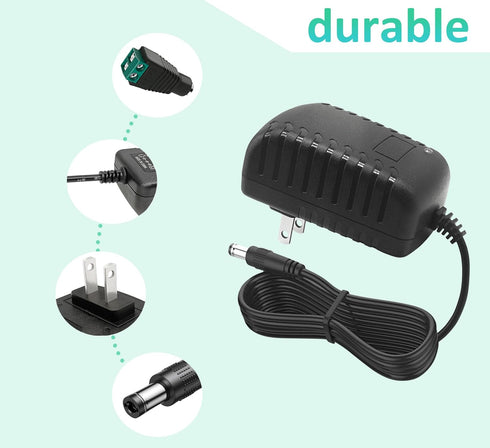 12V 2A AC Adapter 100-240V AC to DC 50-60Hz 12V DC transformer 12 Volt 2 Amps 24W Power Supply Converter with 5.5mm x 2.1mm/2.5mm Plug, for LED Li...