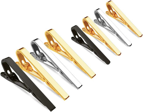 8 Pack Tie Clip for Men Roctee Tie Bar Clip Set Formal Business Men's Necktie Clips Shirts Men Slim Tie Pin Clamp, Gold Silver Black, New and Fash...
