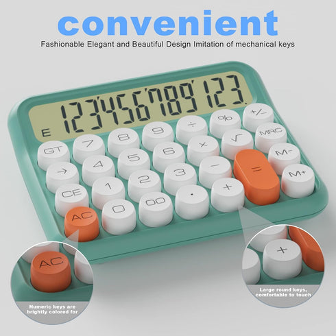 Mechanical Calculator 12 Digit Extra Large 5-Inch LCD Display, DECKLIT Battery Desk Calculator, Big Buttons Easy to Press Use as Office Calculator...