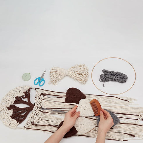 FREEBLOSS Tree of Life DIY Macrame Kit Leaves Macrame Tapestry Macrame Wall Hanging with Video Tutorials Macrame Wall Hanging Supplies Macrame Wal...