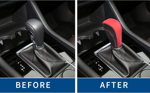 Compatible with DIY Genuine Leather Gear Shift Knob Cover Interior Accessories Protective Cover for Mazda CX-30 2020-2021 Mazda 3/Mazda 3 Hatchbac...