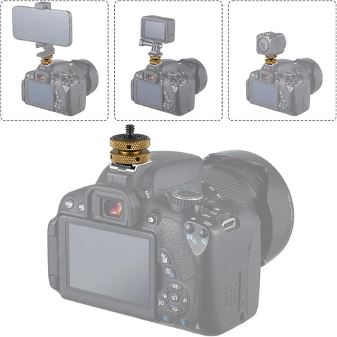 4 Packs Camera Hot Shoe Mount Adapter, Double Nut with 1/4" and 3/8" Aluminum Alloy Tripod Screw Flash Shoe Mount for LED Monitors, Microphone, DS...