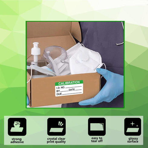 Self Laminating Calibration Labels 2 X 1 Inches - Write-on Calibration Stickers with Cover for for NIST Calibration, ISO-900 Calibration 128 Label...