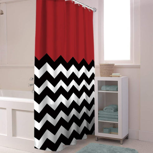 Vandarllin Red Black and White Chevron - Extra Long 72x84 Inches Shower Curtain Custom Made...